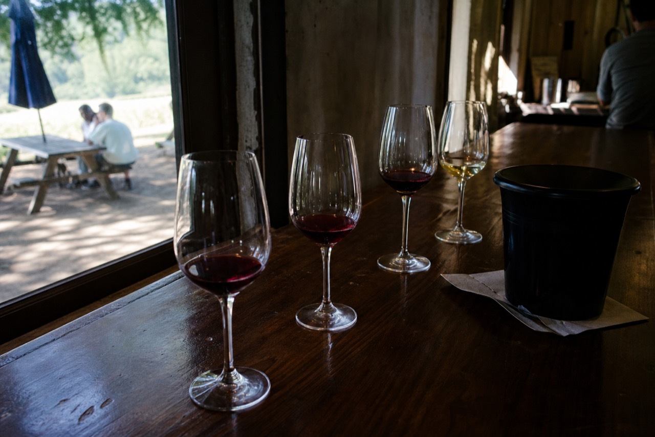 Wine tasting setup in Sonoma County, no text, no logos, no people