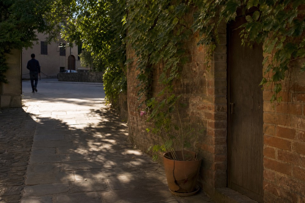 Side walkway leading to a discreet tasting room door off Sonoma Plaza, no text, no logos, no people